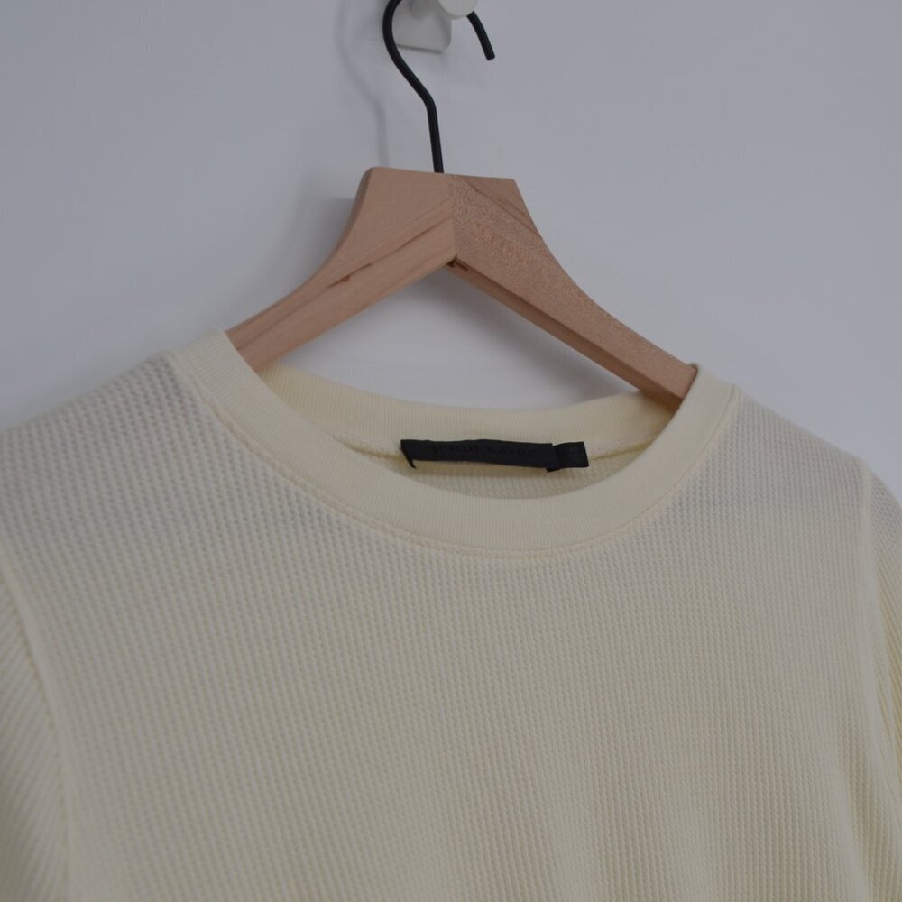 Jenni Kayne Waffle Knit Cotton Long Sleeve Thermal Top in Ivory Women's XS - Picture 4 of 6